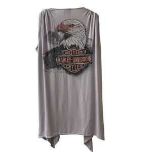 Harley Davidson Cardigan L/XL Rhinestone Eagle Patriotic Open Biker‎ Graphic